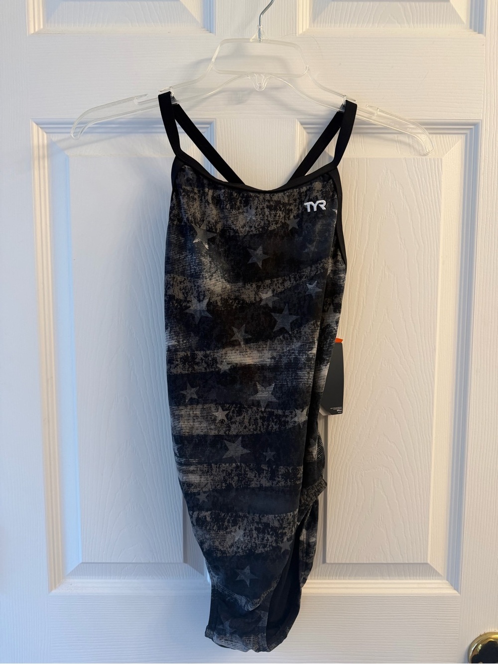 TYR Women/Girls Black Durafast Star-Print Competition One-Piece Swimsuit
